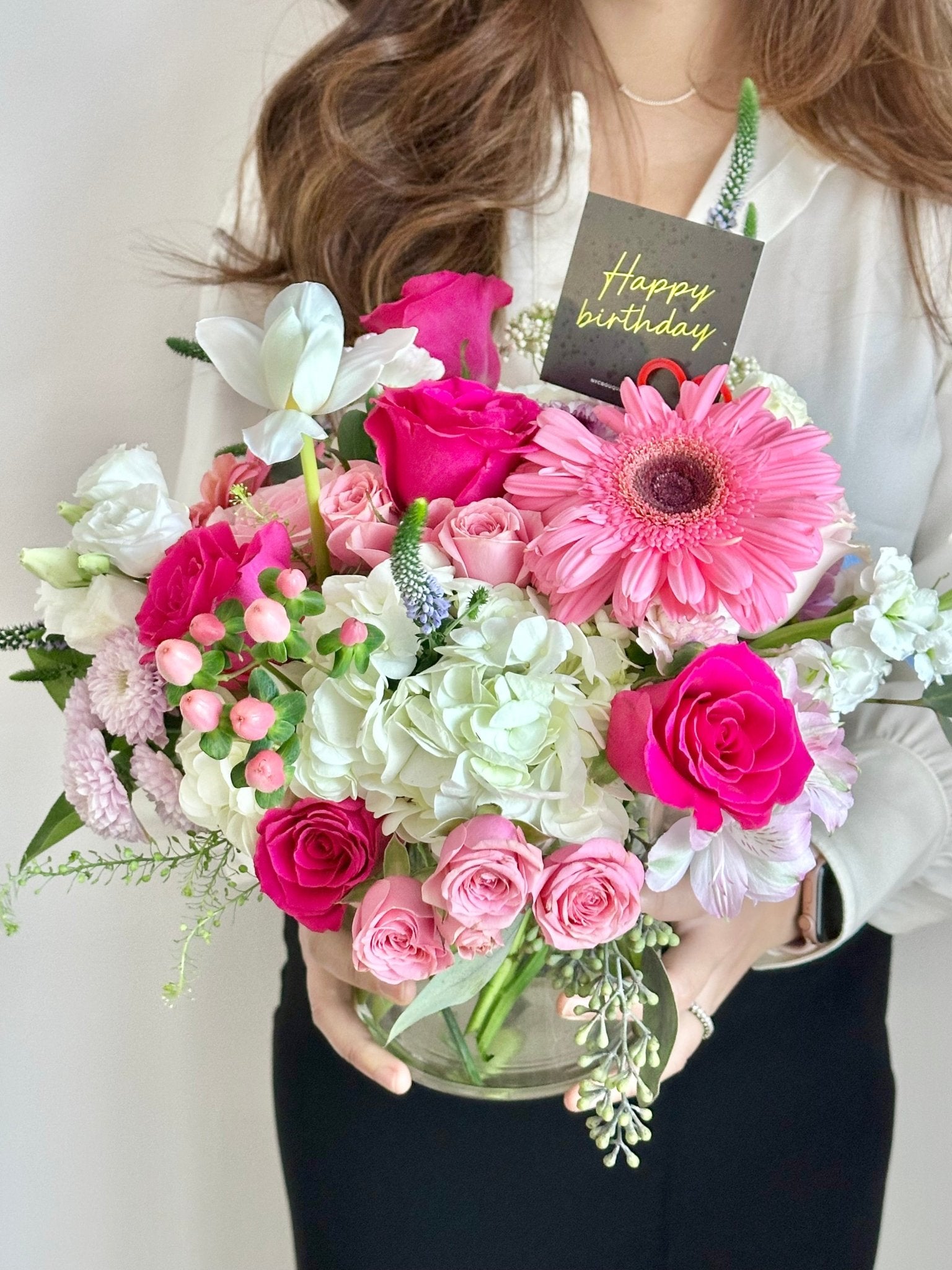 Pink Bloom Elegance Vase - NYC Bouquet Delivery