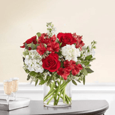 Radiant Red & White Elegance Vase - NYC Bouquet Delivery