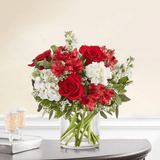 Radiant Red & White Elegance Vase - NYC Bouquet Delivery