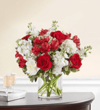 Radiant Red & White Elegance Vase - NYC Bouquet Delivery