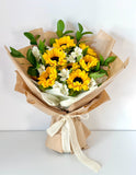 Sunflower Bliss Flower Wrapped Bouquet - NYC Bouquet Delivery