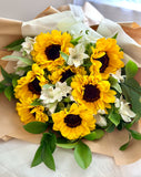 Sunflower Bliss Flower Wrapped Bouquet - NYC Bouquet Delivery