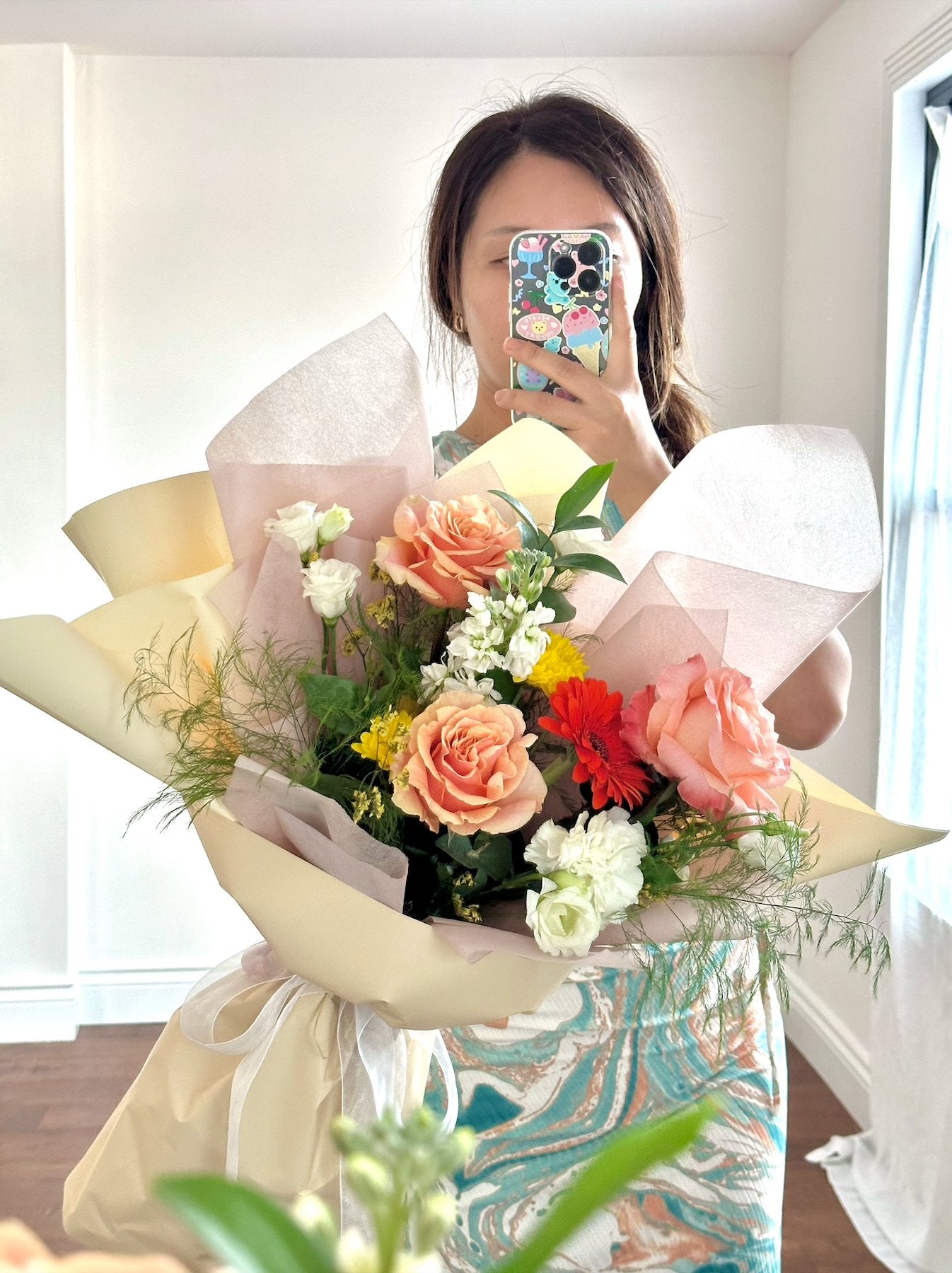 Sweet Flower Wrapped Bouquet - NYC Bouquet Delivery