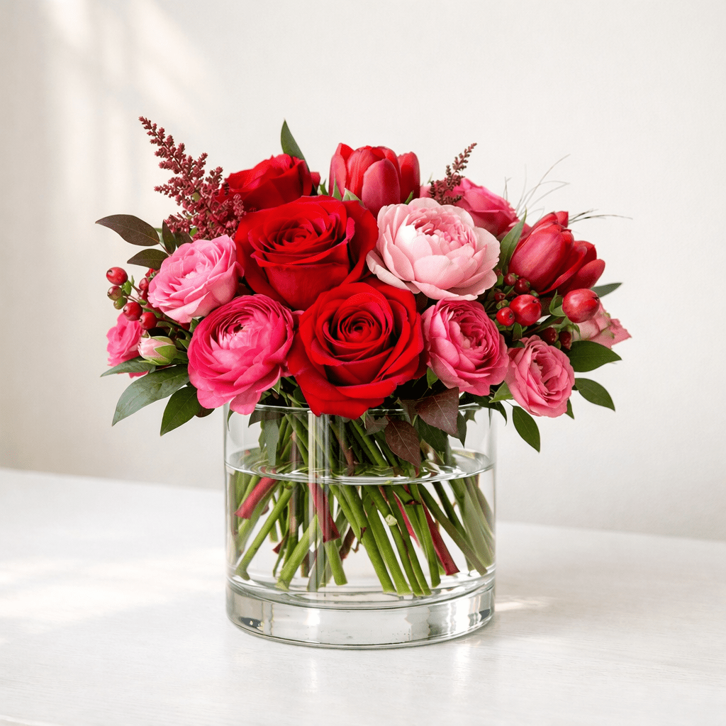 Best Seller – Valentine’s Day Designer’s Choice (Red & Pink | Vase) - KKOT Floral Studio | Jersey City Florist & Same - Day Delivery