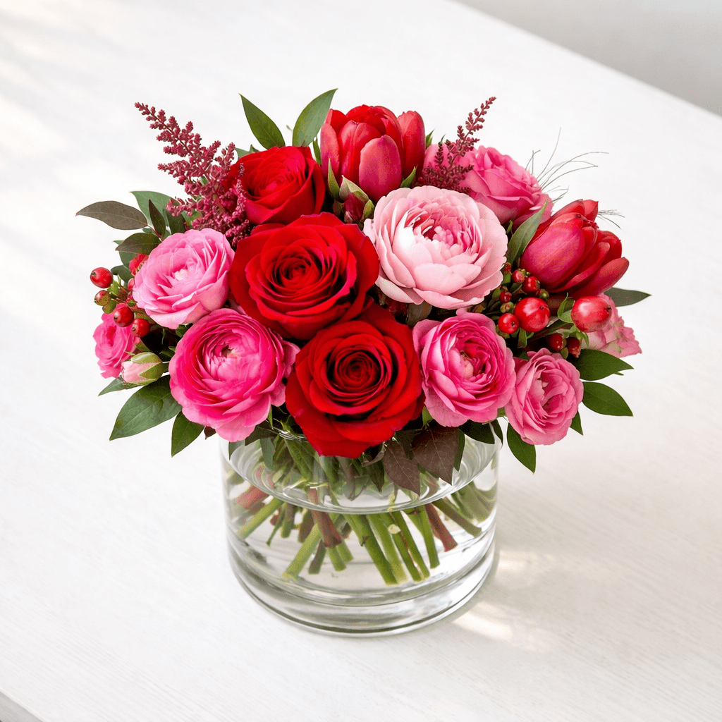 Best Seller – Valentine’s Day Designer’s Choice (Red & Pink | Vase) - KKOT Floral Studio | Jersey City Florist & Same - Day Delivery