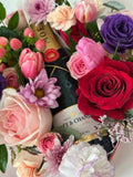 Champagne Half Bottle Flower Gift Box – Elegant Celebration Arrangement - NYC Bouquet Delivery