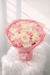 Pink & White 2 Dozen Rose Bouquet - KKOT Floral Studio | Jersey City Florist & Same - Day Delivery