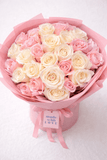 Pink & White 2 Dozen Rose Bouquet - KKOT Floral Studio | Jersey City Florist & Same - Day Delivery