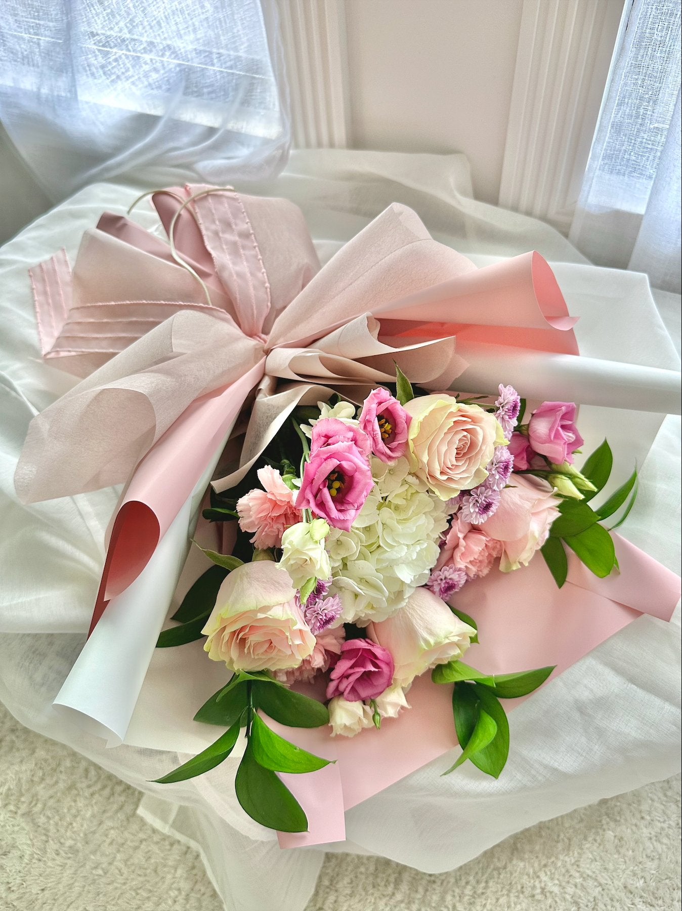 Ballet Rose Wrapped Bouquet - NYC Bouquet Delivery