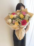 Rainbow Bloom Bouquet – Colorful Roses and Mixed Flowers - NYC Bouquet Delivery
