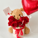 Teddy Bear & Roses Gift Set with Heart Balloon - NYC Bouquet Delivery