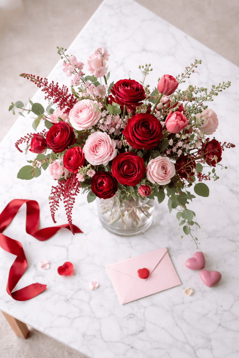 Best Seller – Valentine’s Day Designer’s Choice (Red & Pink | Vase) - KKOT Floral Studio | Jersey City Florist & Same - Day Delivery