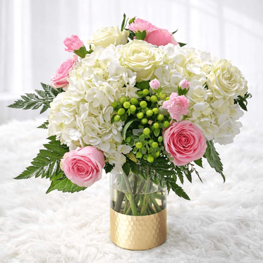 Blissful White Bouquet (Vase Included) - KKOT Floral Studio | Jersey City Florist & Same - Day Delivery