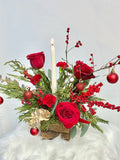 Red Holiday Candle Centerpiece - KKOT Floral Studio | Jersey City Florist & Same - Day Delivery