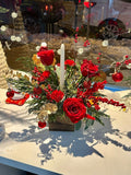 Red Holiday Candle Centerpiece - KKOT Floral Studio | Jersey City Florist & Same - Day Delivery