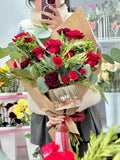 Red Holiday Hand - Tied Bouquet - KKOT Floral Studio | Jersey City Florist & Same - Day Delivery