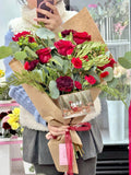 Red Holiday Hand - Tied Bouquet - KKOT Floral Studio | Jersey City Florist & Same - Day Delivery