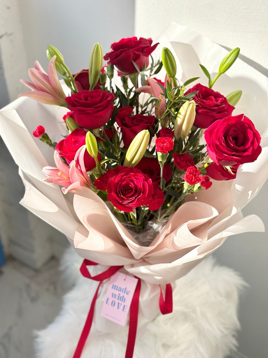 Red Velvet & Blush Bouquet - KKOT Floral Studio | Jersey City Florist & Same - Day Delivery